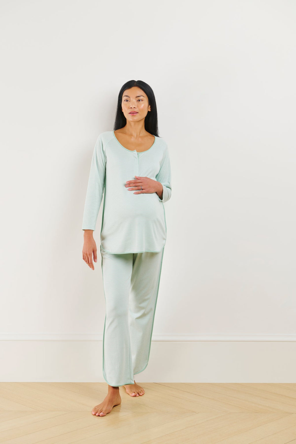 Pima Maternity Long-Long Set in Parisian Green