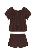 Charlie Shorts Set in Cocoa Seersucker