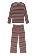 Pima Crew Long-Long Set in Cocoa Triple Stripe