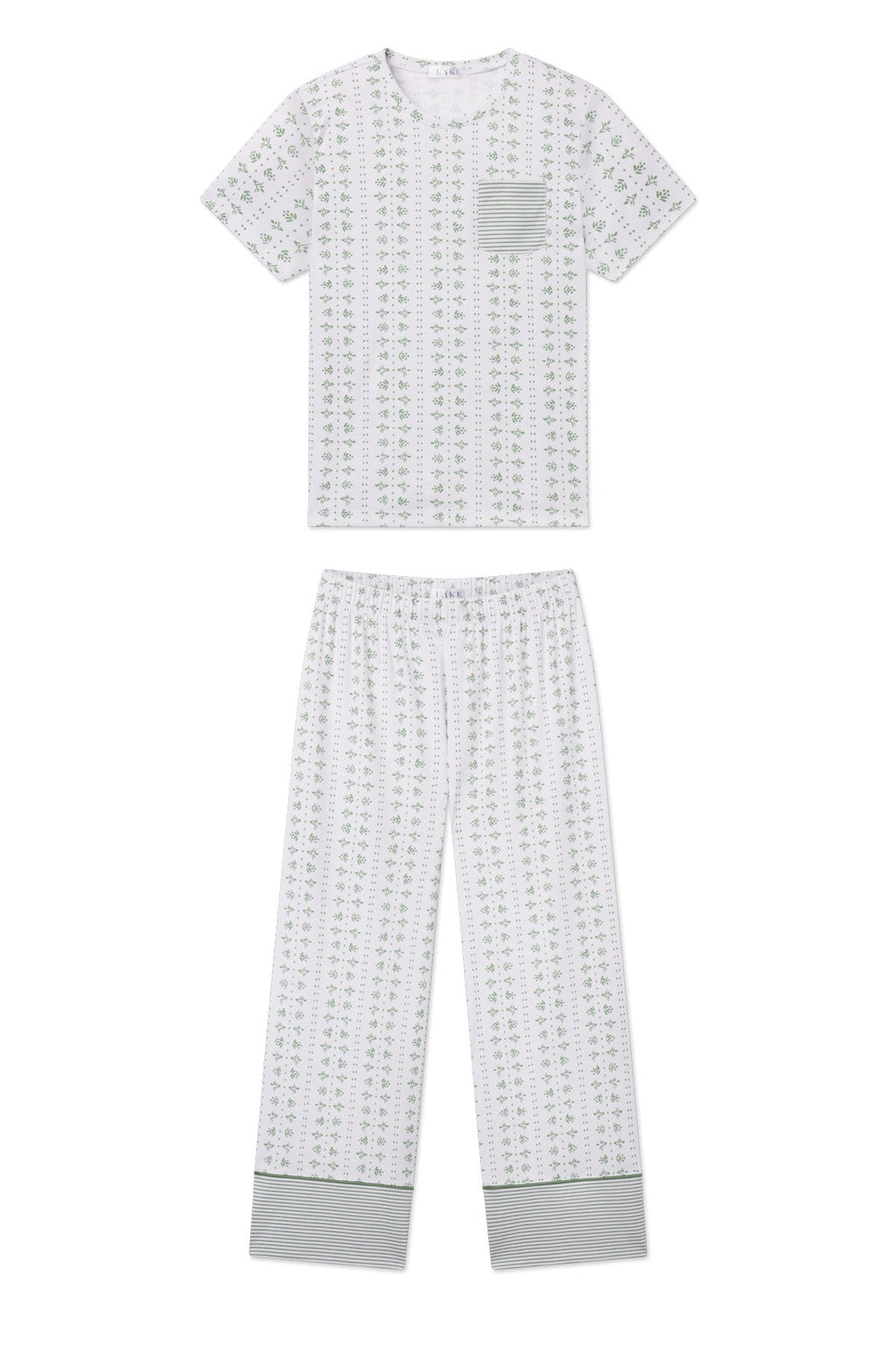Pima Crew Wide Leg Pajama Set in Comfrey Garden Arbor