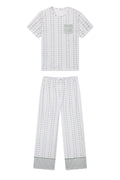 Pima Crew Wide Leg Pajama Set in Comfrey Garden Arbor
