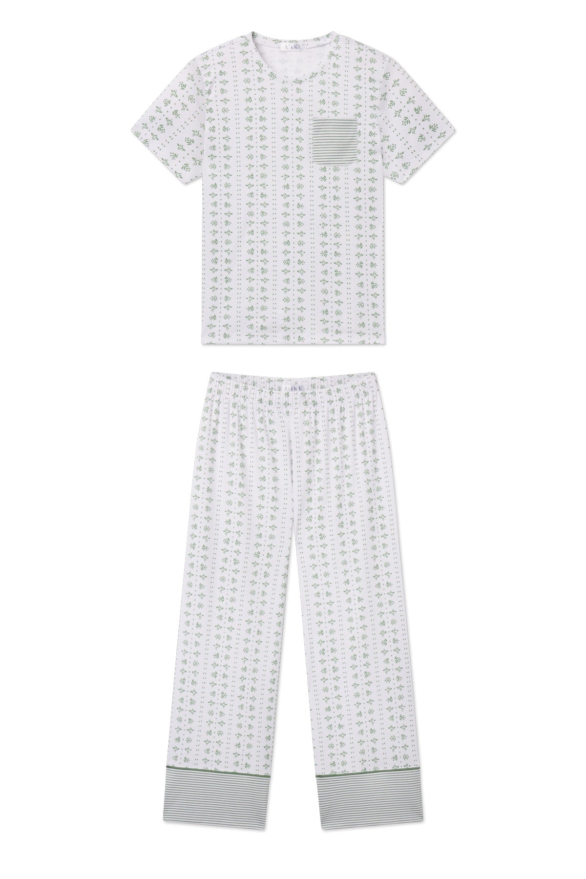 Pima Crew Wide Leg Pajama Set in Comfrey Garden Arbor