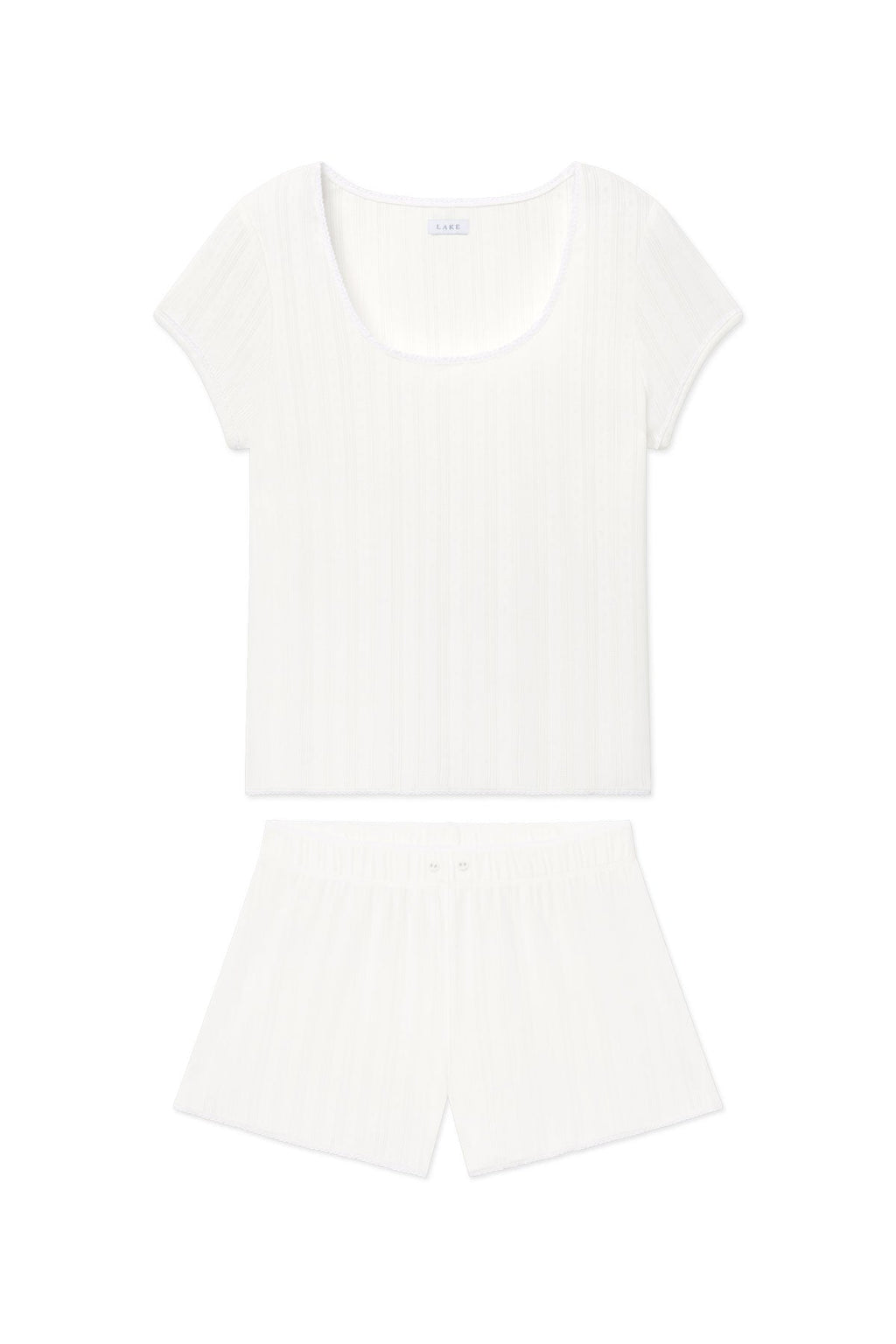 Pointelle Shorts Set in White