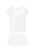 Pointelle Shorts Set in White