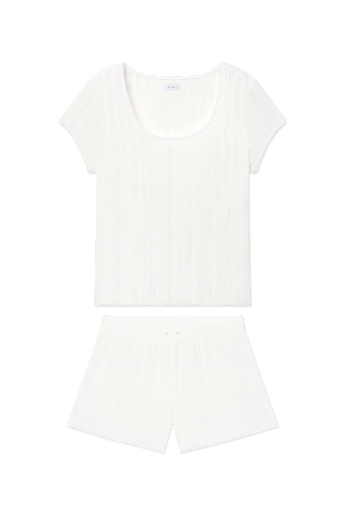 Pointelle Shorts Set in White