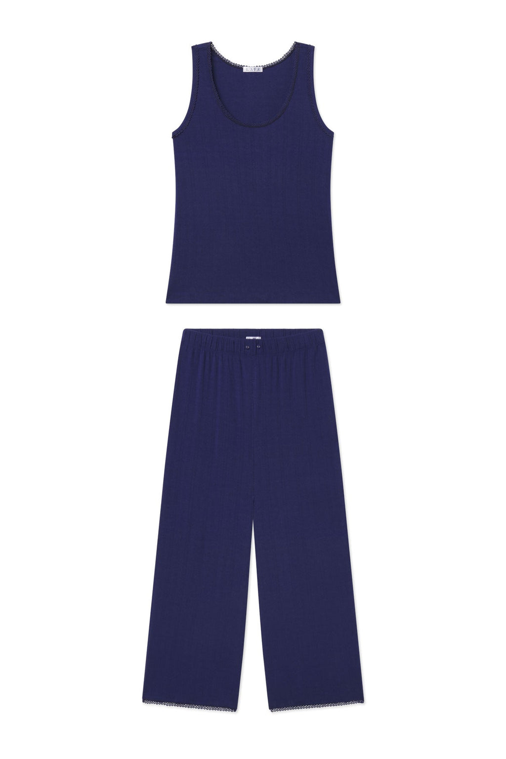 Pointelle Tank-Long Set in Blue Depths