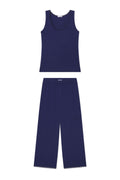 Pointelle Tank-Long Set in Blue Depths