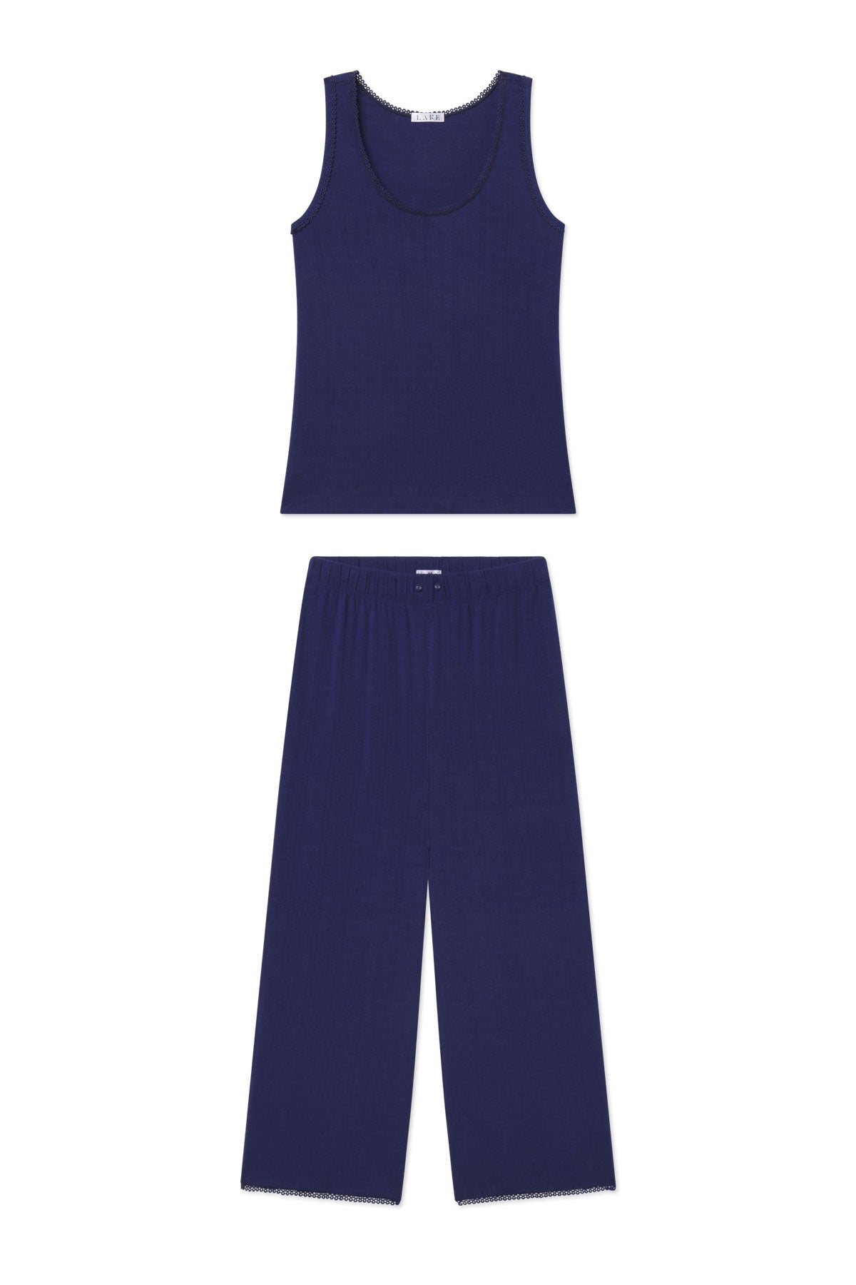 Pointelle Tank-Long Set in Blue Depths