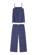 Pima Ruffle Pants Set in Blue Depths Brushed Check