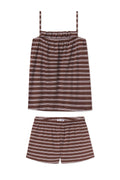 Pima Ruffle Shorts Set in Cocoa Triple Stripe