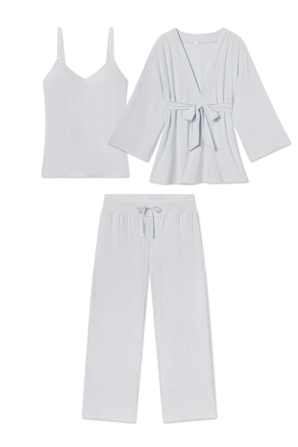 Maternity DreamModal® Kimono Three-Piece Set in Fog