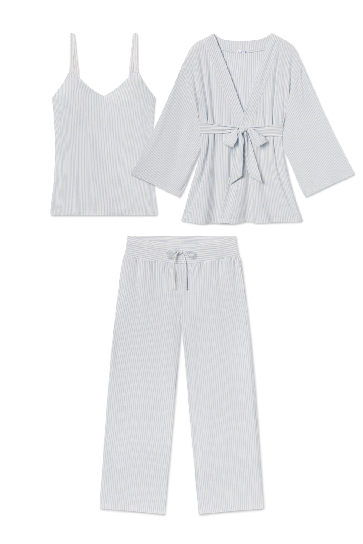 Maternity DreamModal® Kimono Three-Piece Set in Fog