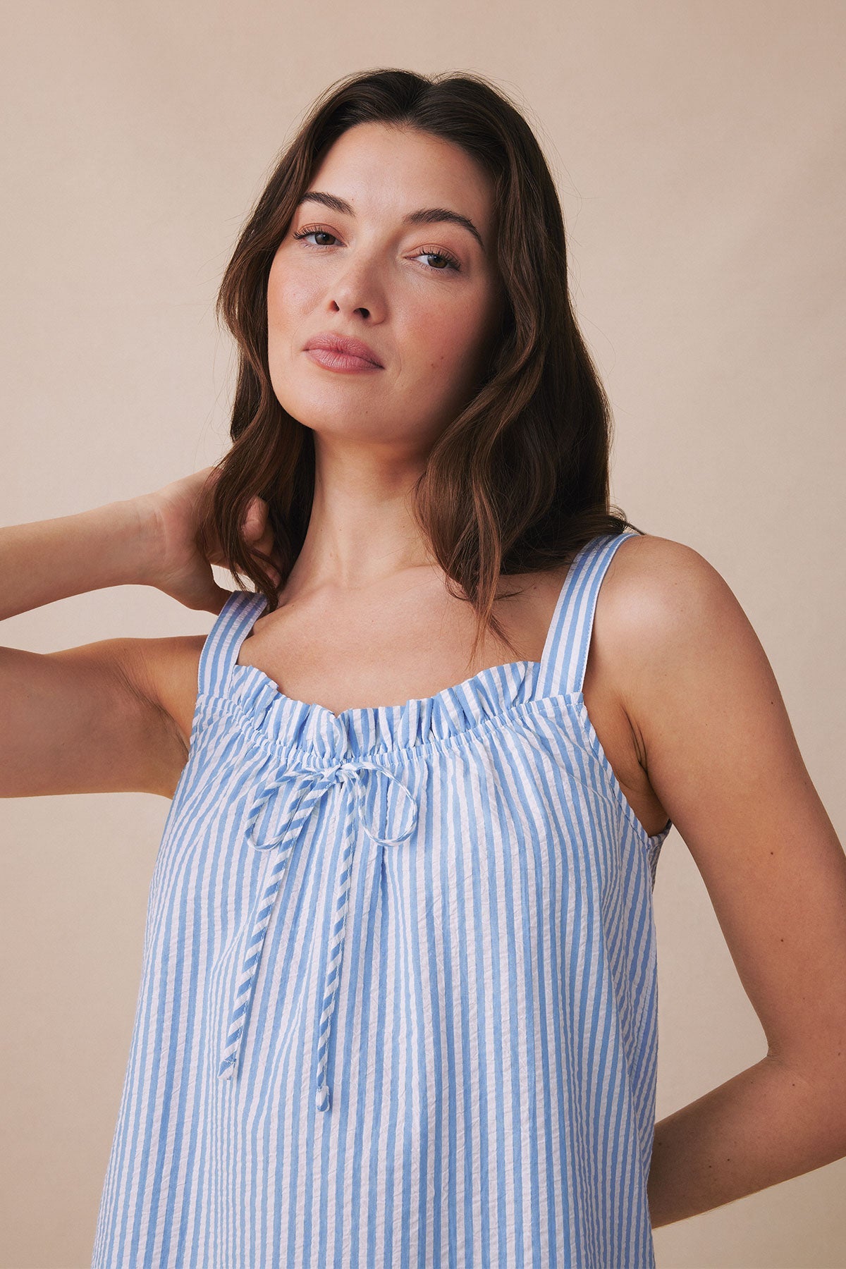 Alice Shorts Set in Blue Seersucker