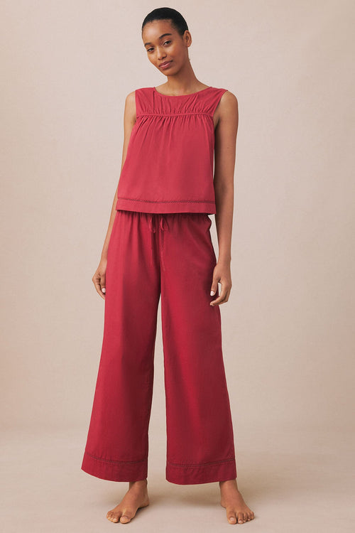 Celeste Tank-Long Set in Bordeaux