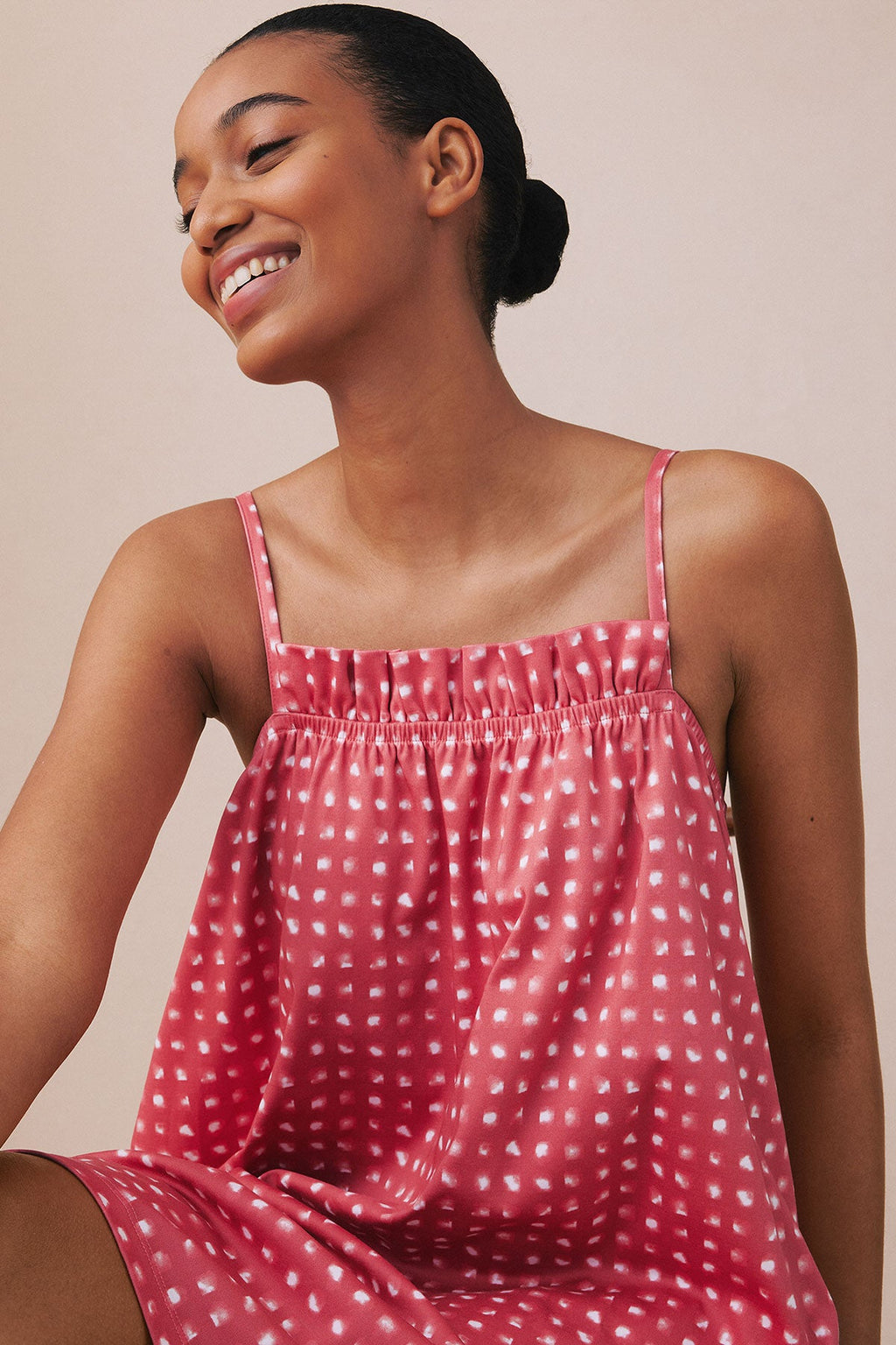 Pima Ruffle Nightgown in Terrace Brushed Check