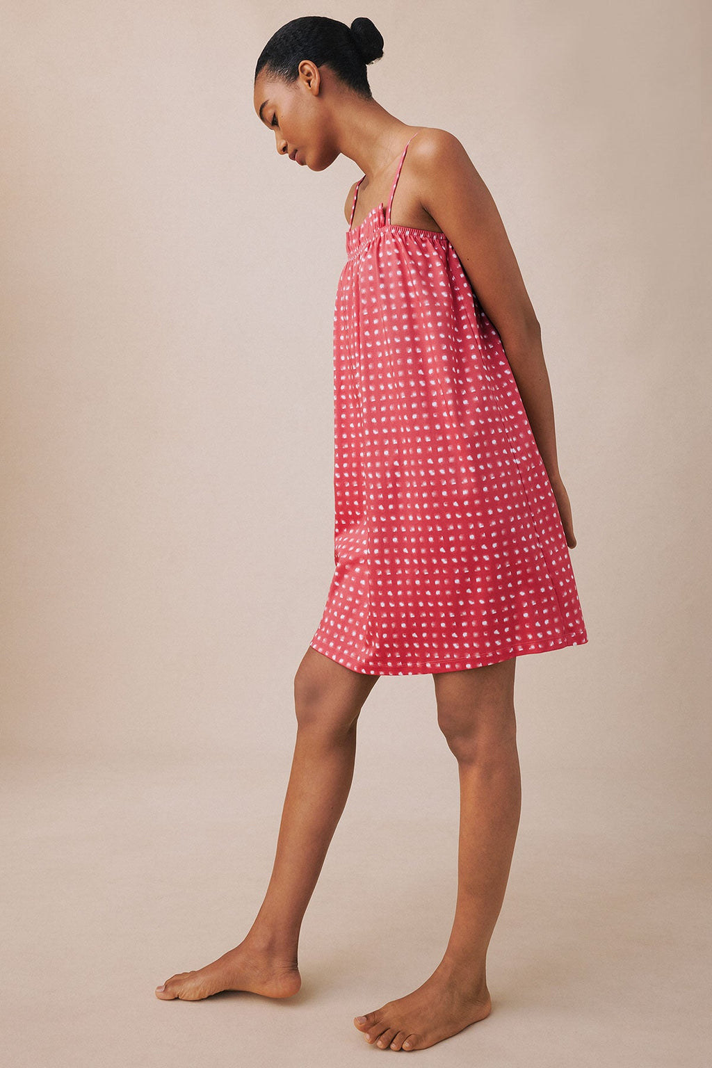 Pima Ruffle Nightgown in Terrace Brushed Check