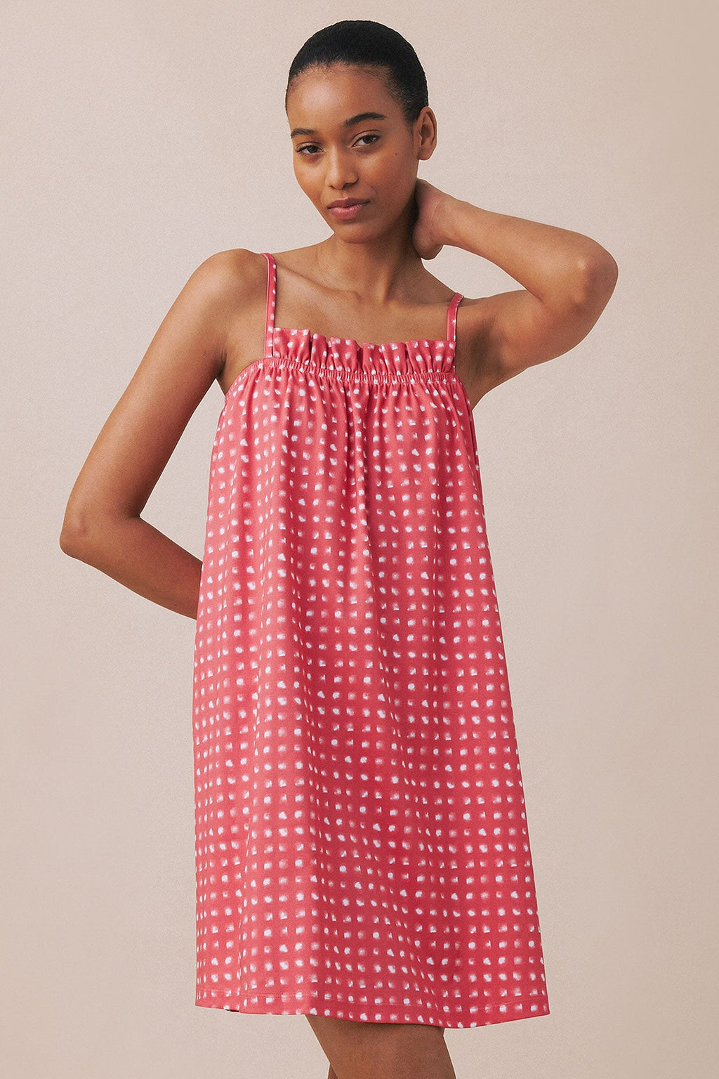 Pima Ruffle Nightgown in Terrace Brushed Check
