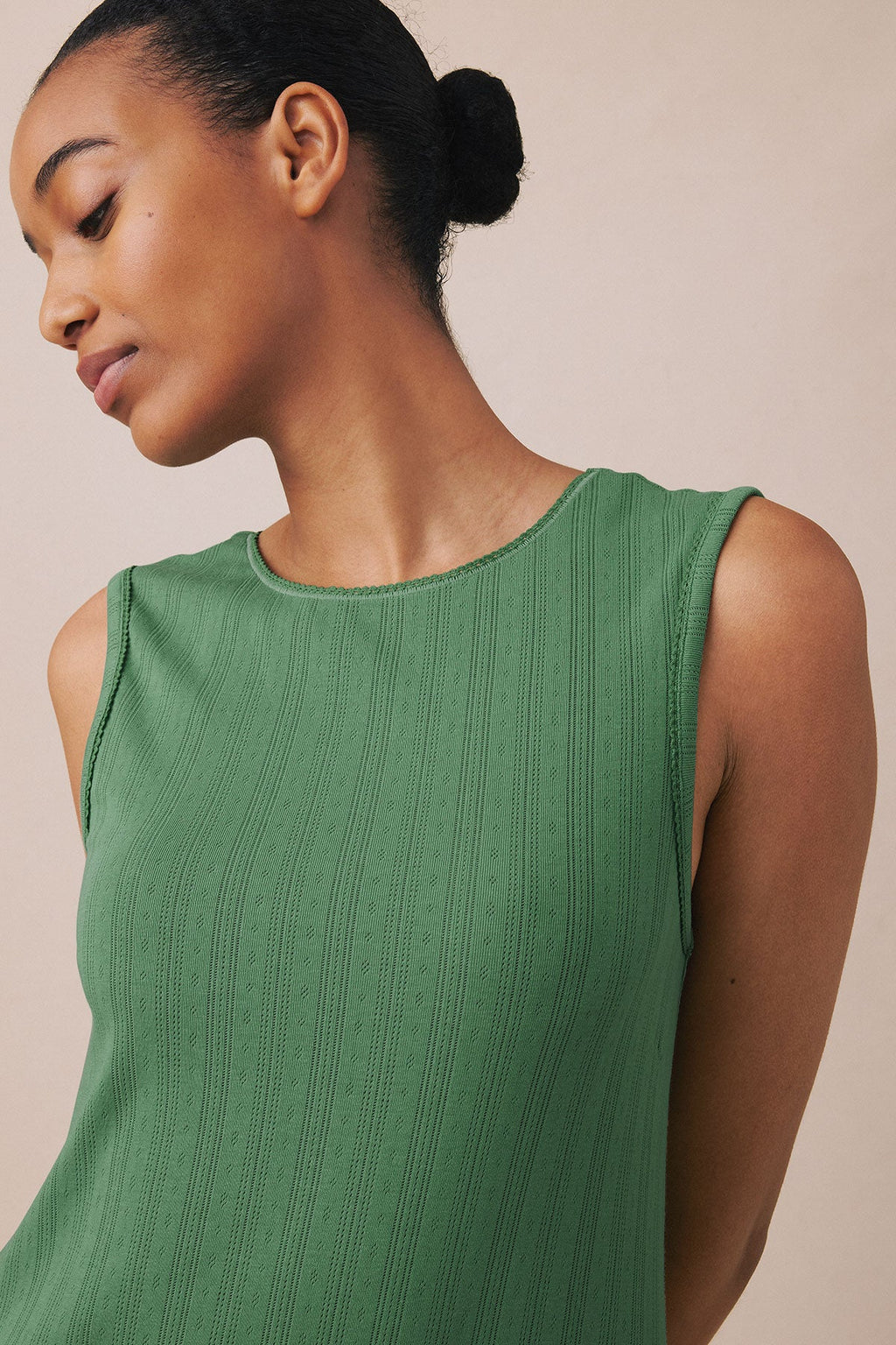 Pointelle Tank Gown in Comfrey