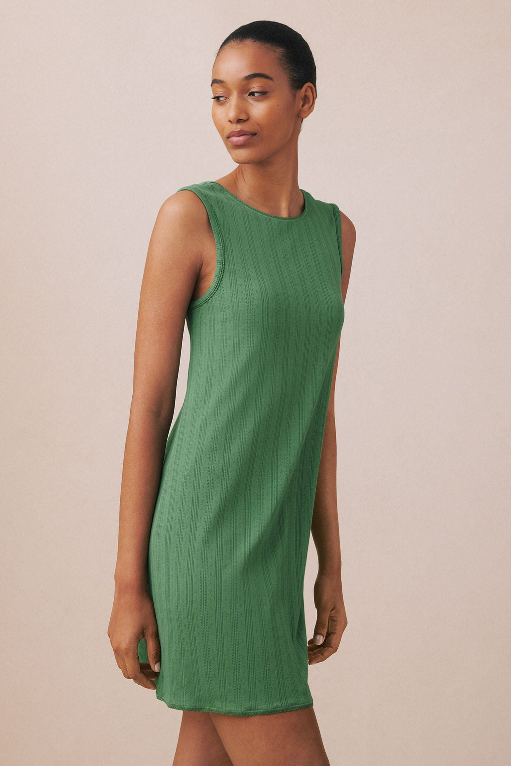 Pointelle Tank Gown in Comfrey