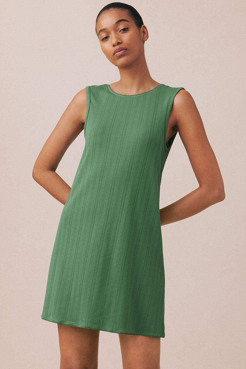 Pointelle Tank Gown in Comfrey