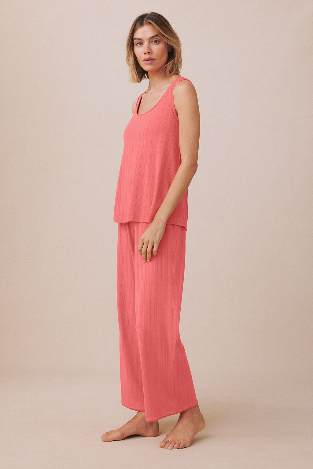 Pointelle Tank-Long Set in Terrace
