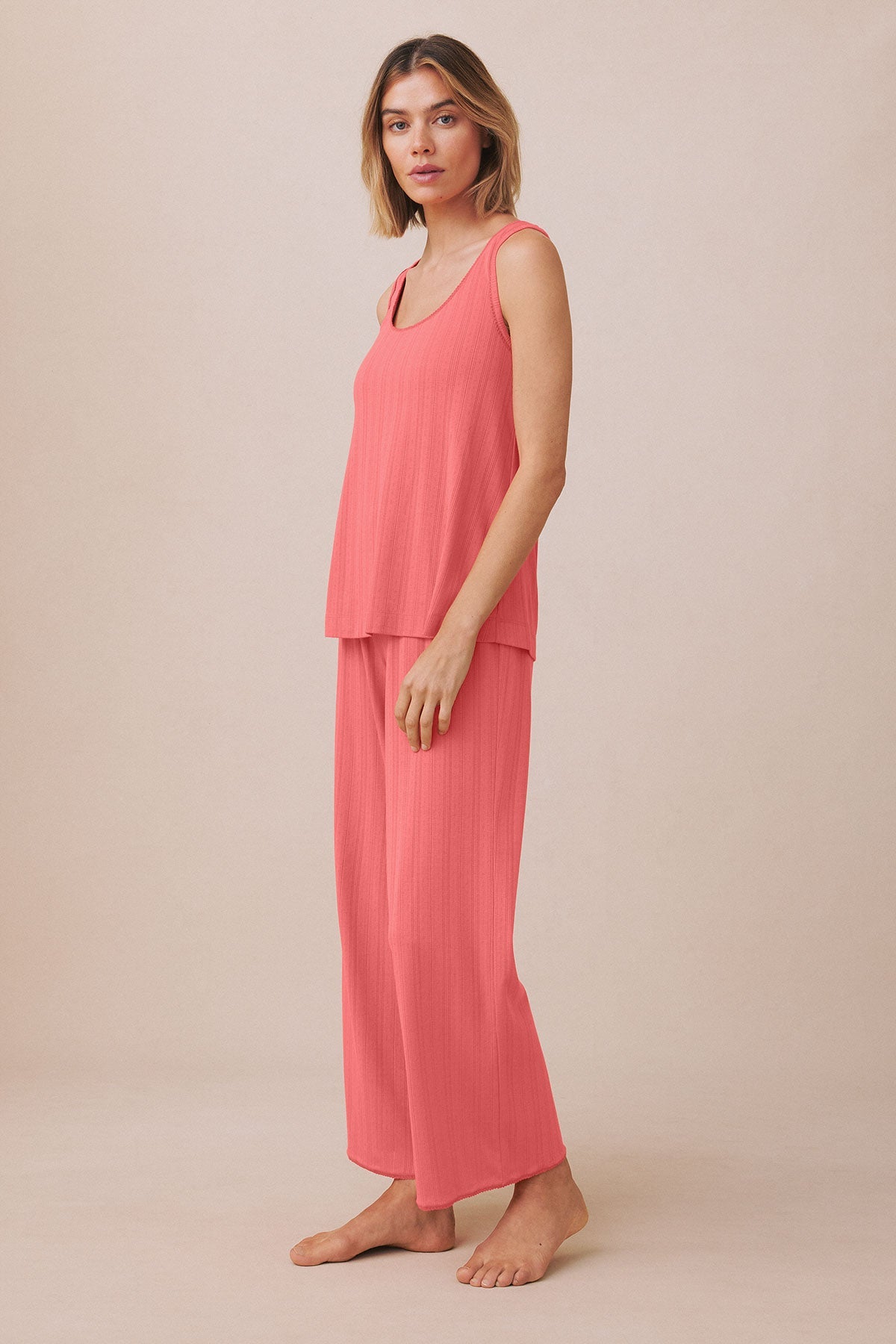Pointelle Tank-Long Set in Terrace