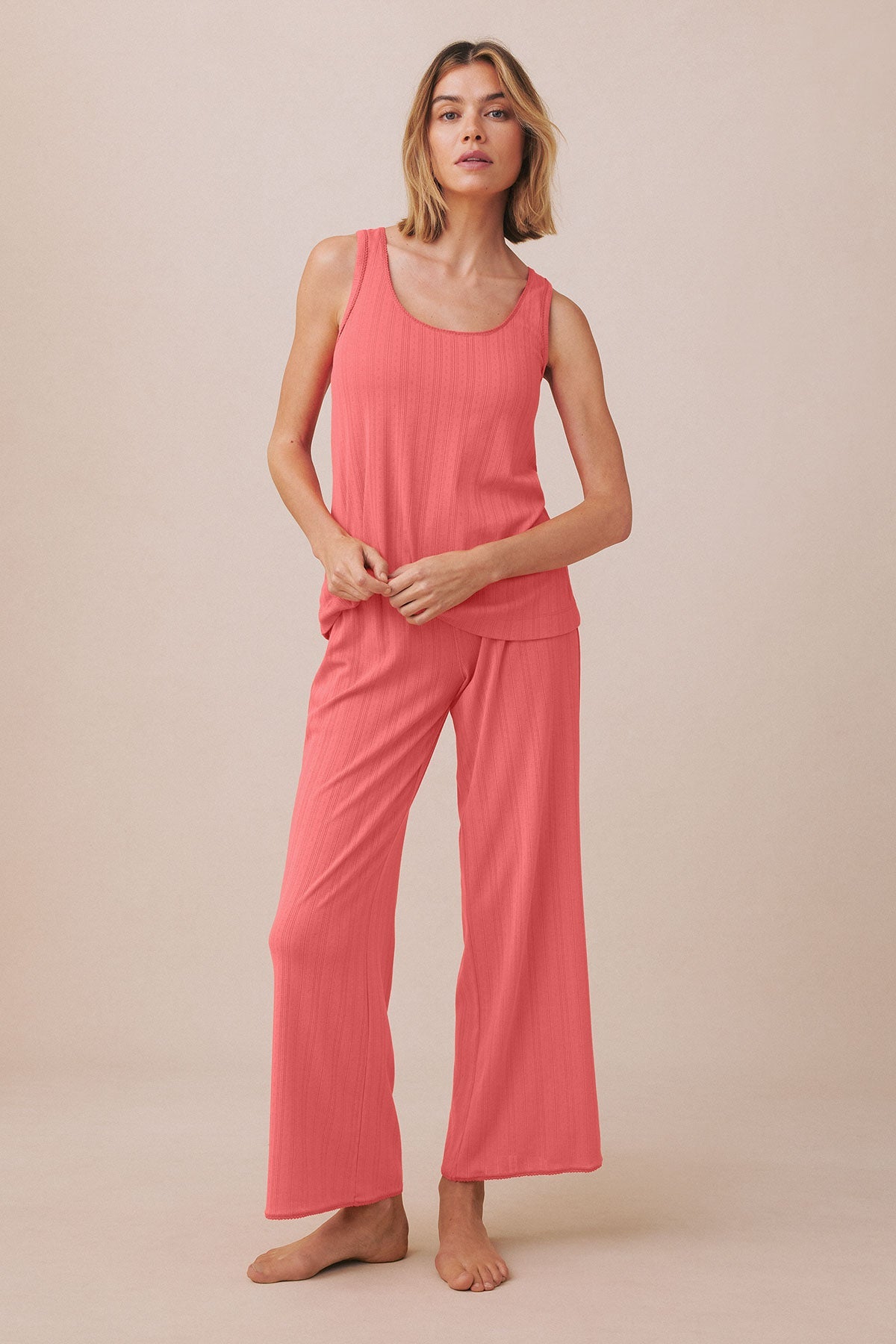 Pointelle Tank-Long Set in Terrace