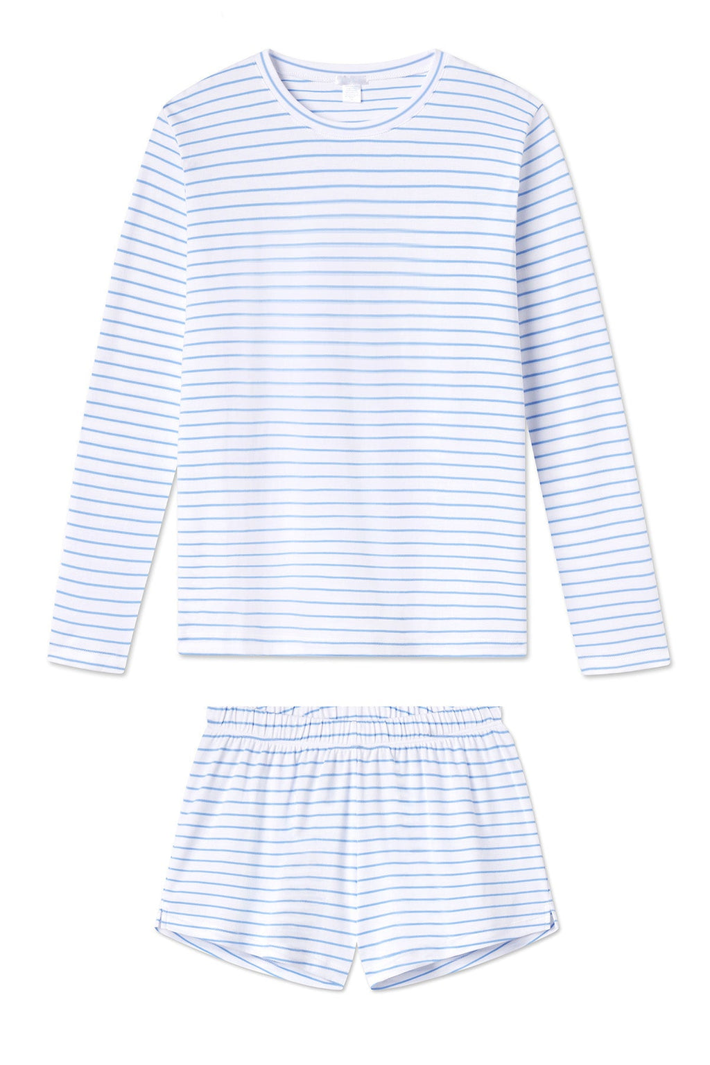 Pima Crew Long-Short Set in Baltic Blue
