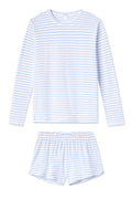 Pima Crew Long-Short Set in Baltic Blue