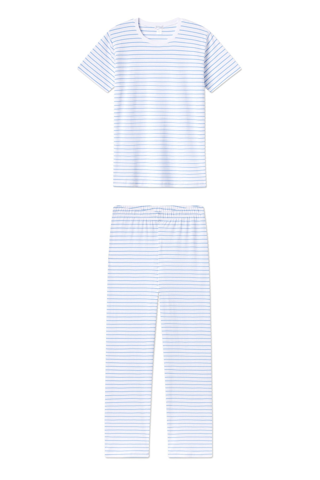 Pima Crew Short-Long Set in Baltic Blue