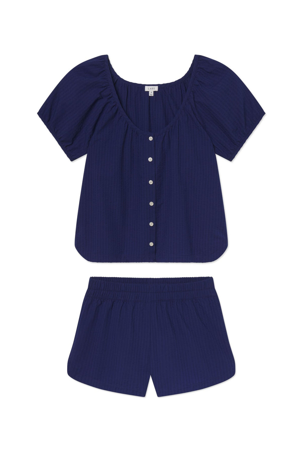 Charlie Shorts Set in Blue Depths Seersucker