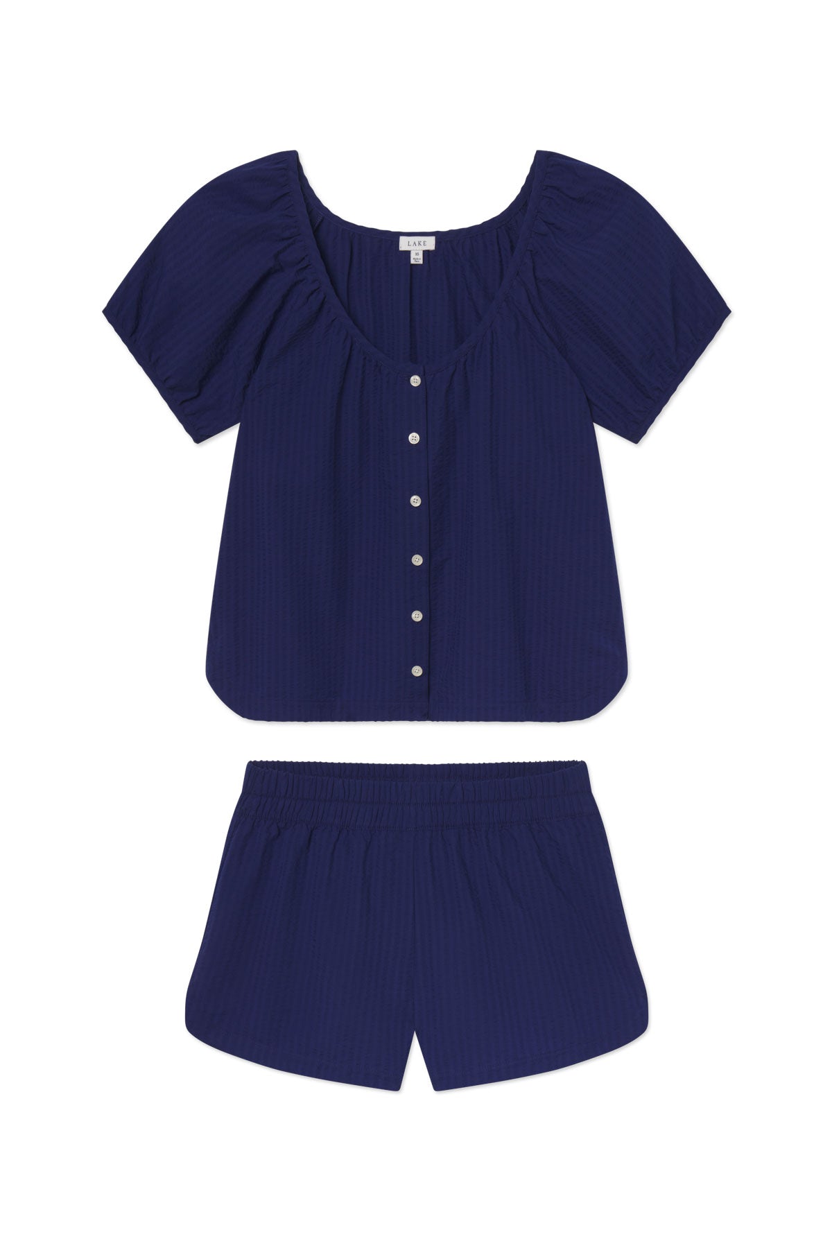 Charlie Shorts Set in Blue Depths Seersucker