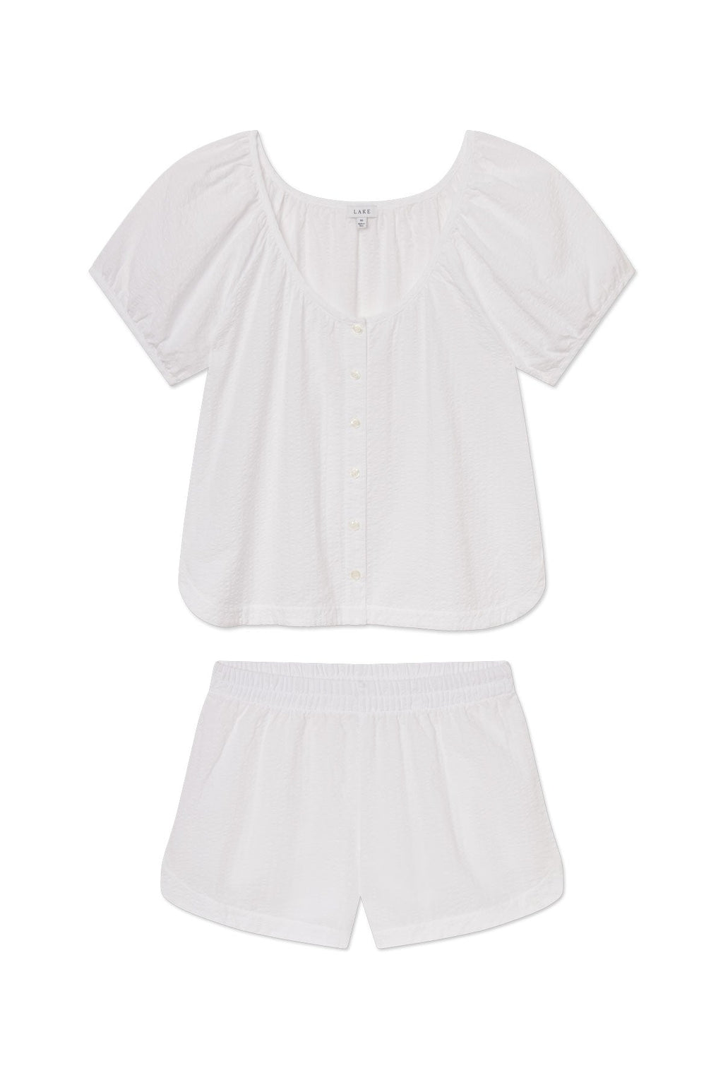 Charlie Shorts Set in White Seersucker