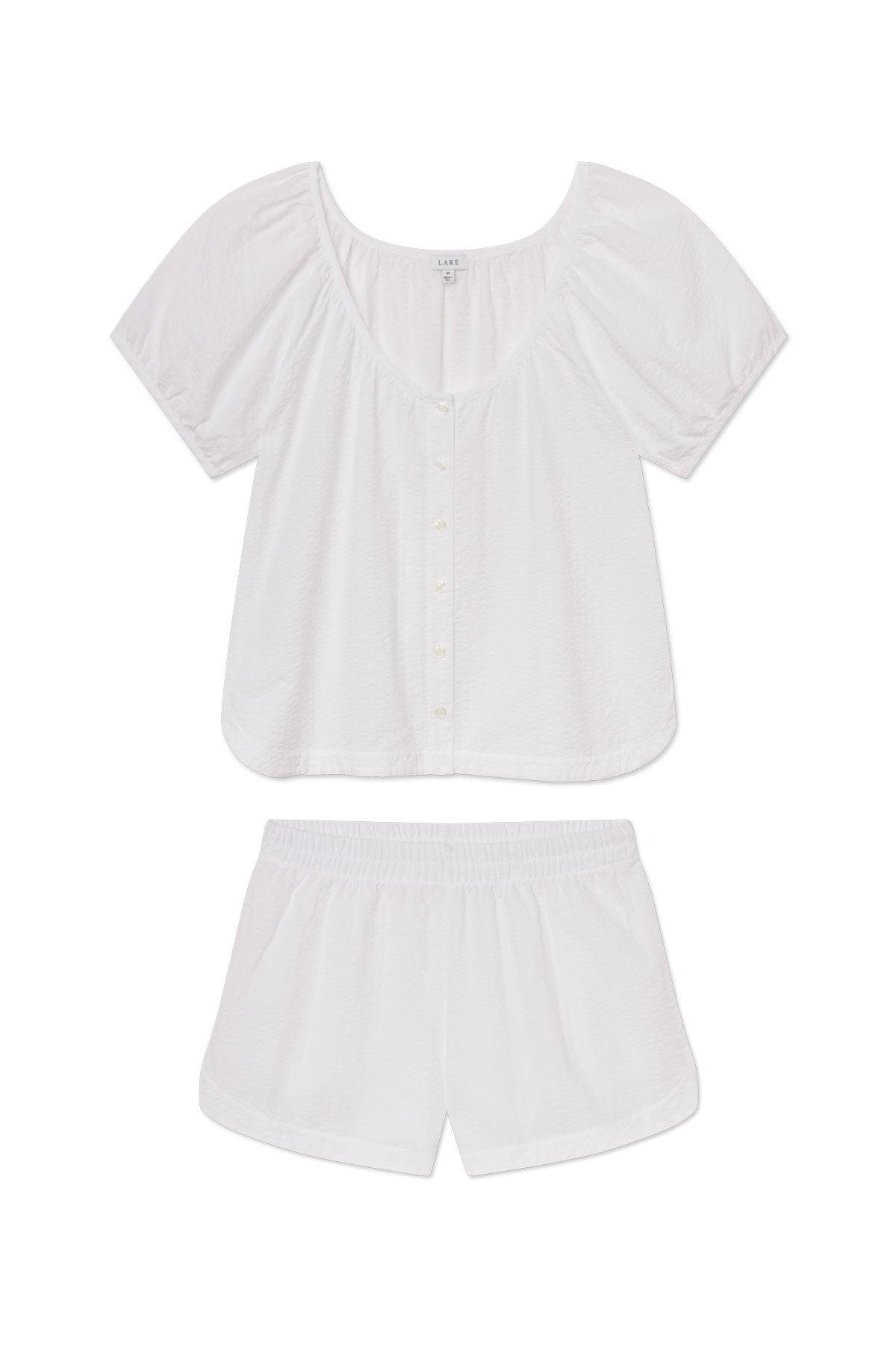 Charlie Shorts Set in White Seersucker