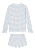 Pima Crew Long-Short Set in Salt Spray Tidal Stripe