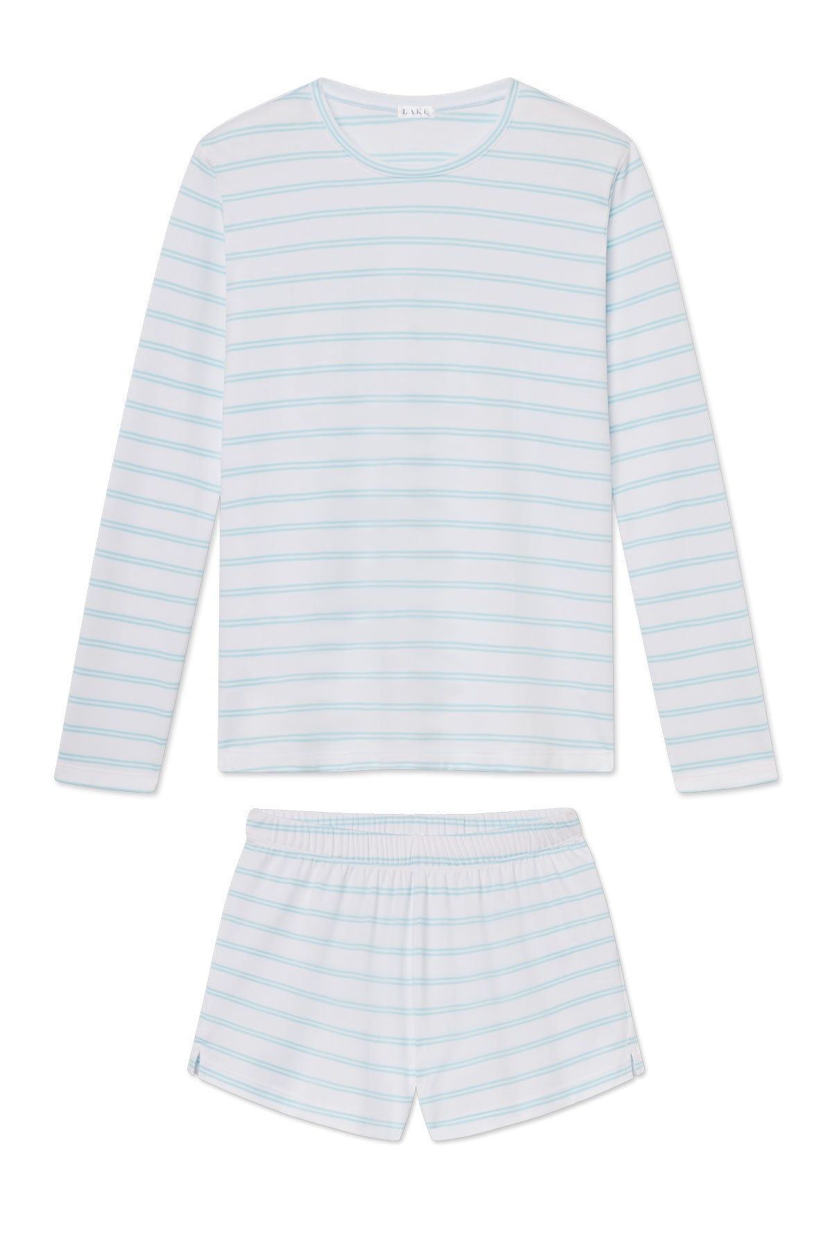 Pima Crew Long-Short Set in Salt Spray Tidal Stripe