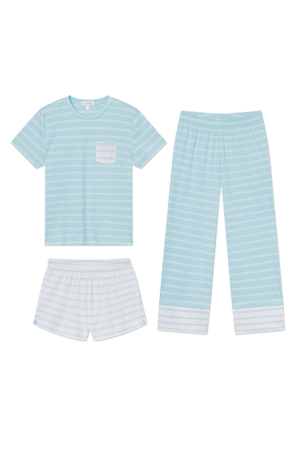 Pima Crew Wide Leg Bundle in Salt Spray Tidal Stripe