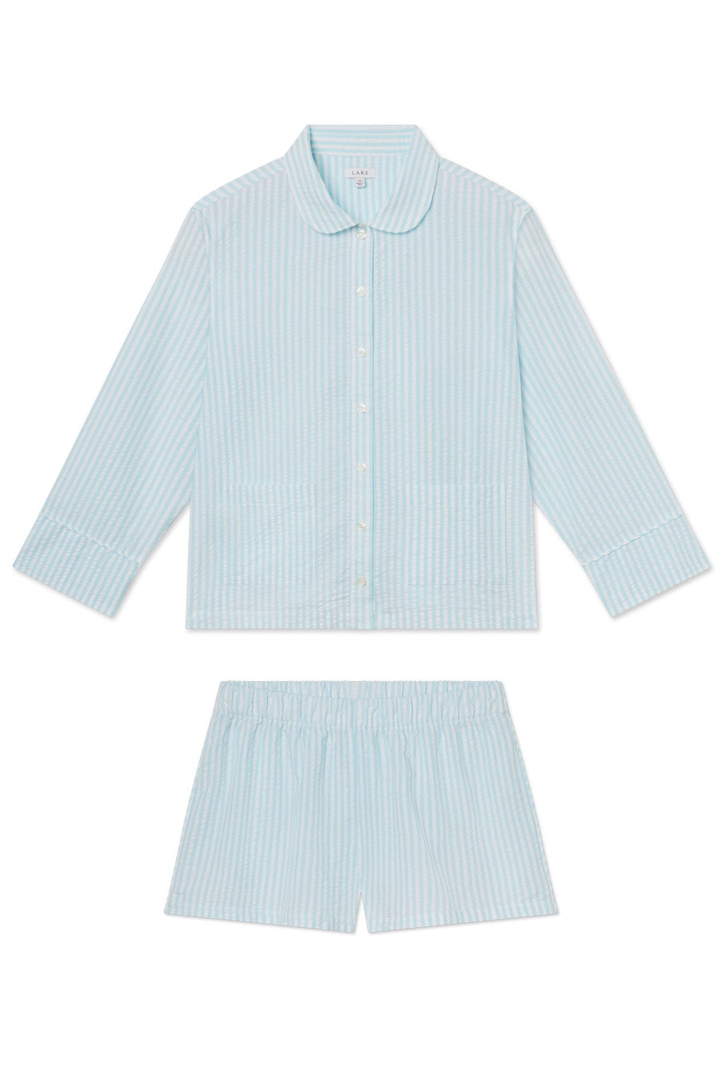 Georgie Pocket Shorts Set in Salt Spray Seersucker