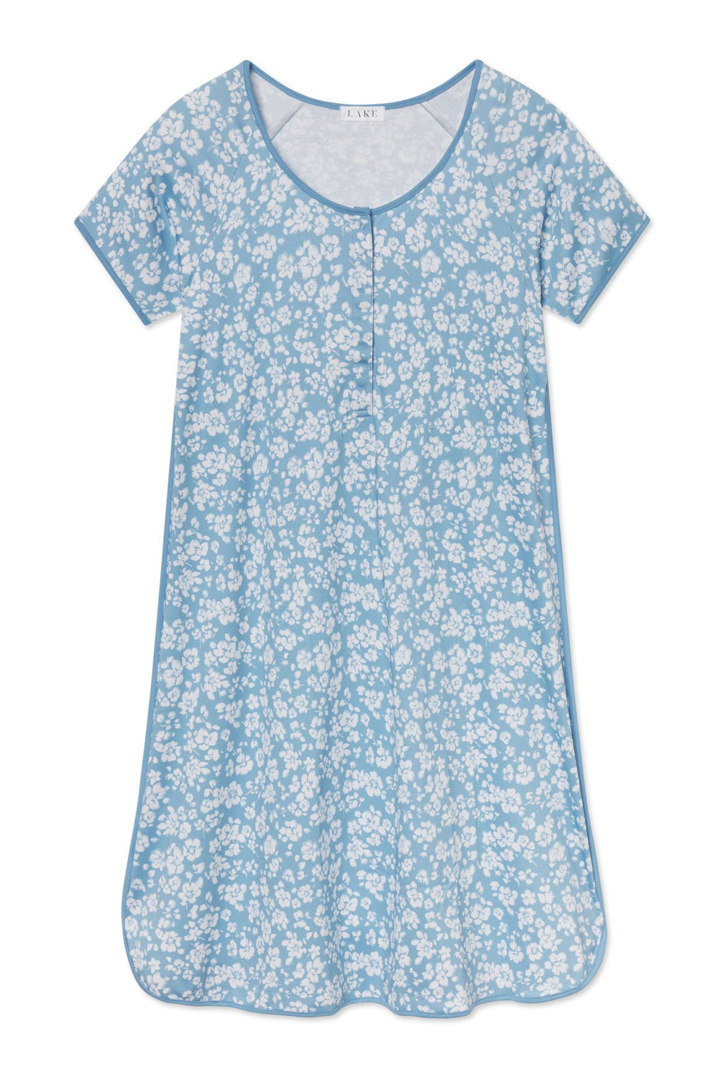 Pima Maternity Nightgown in Serene Blue Anemones