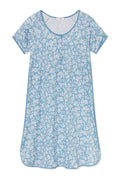 Pima Maternity Nightgown in Serene Blue Anemones