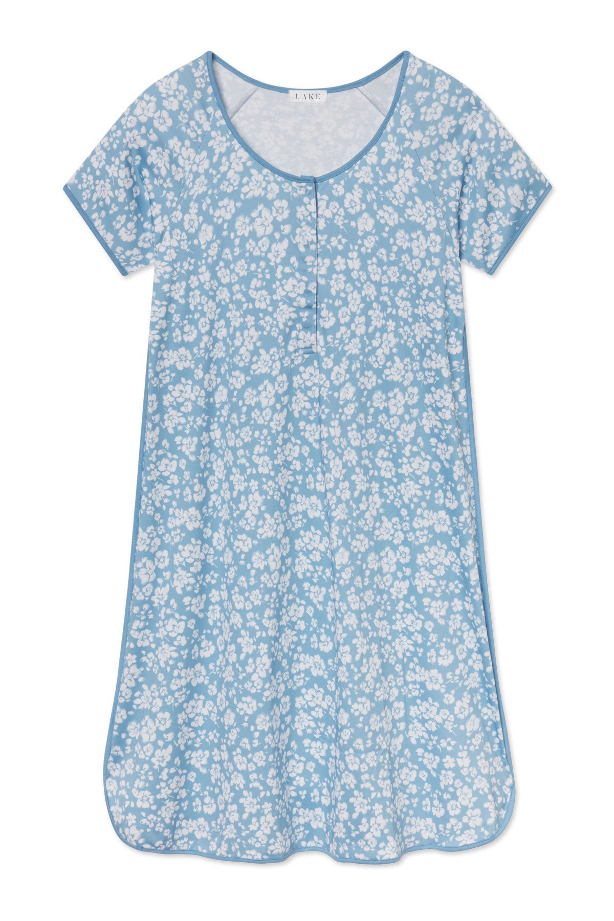 Pima Maternity Nightgown in Serene Blue Anemones