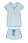 Pima Maternity Shorts Set in Salt Spray Heritage Stripe