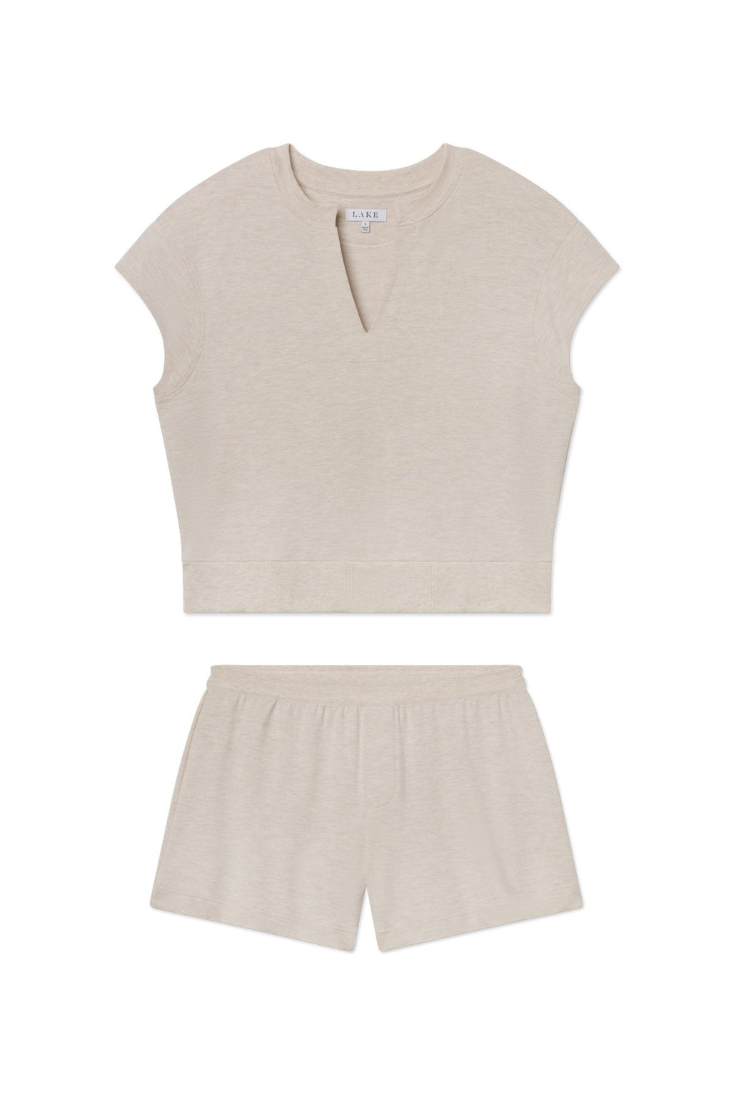 Relax Short Sleeve Shorts Set in Oat Heather