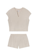 Relax Short Sleeve Shorts Set in Oat Heather