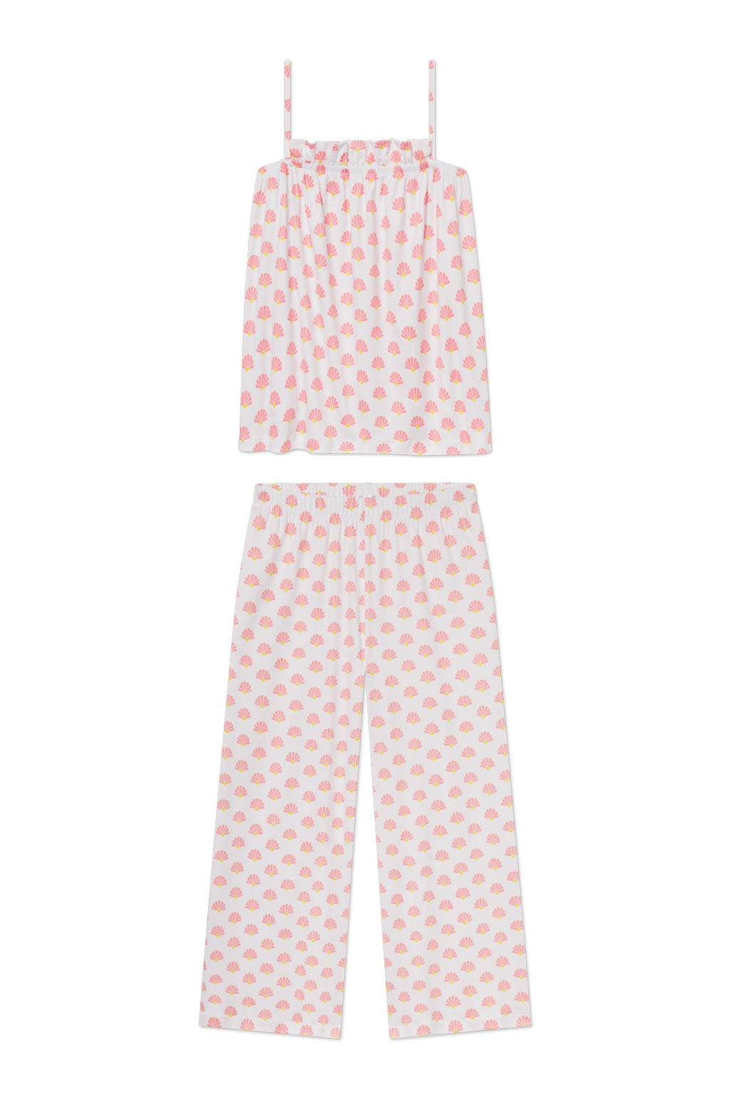 Pima Ruffle Pants Set in Gelato Scallop Shell