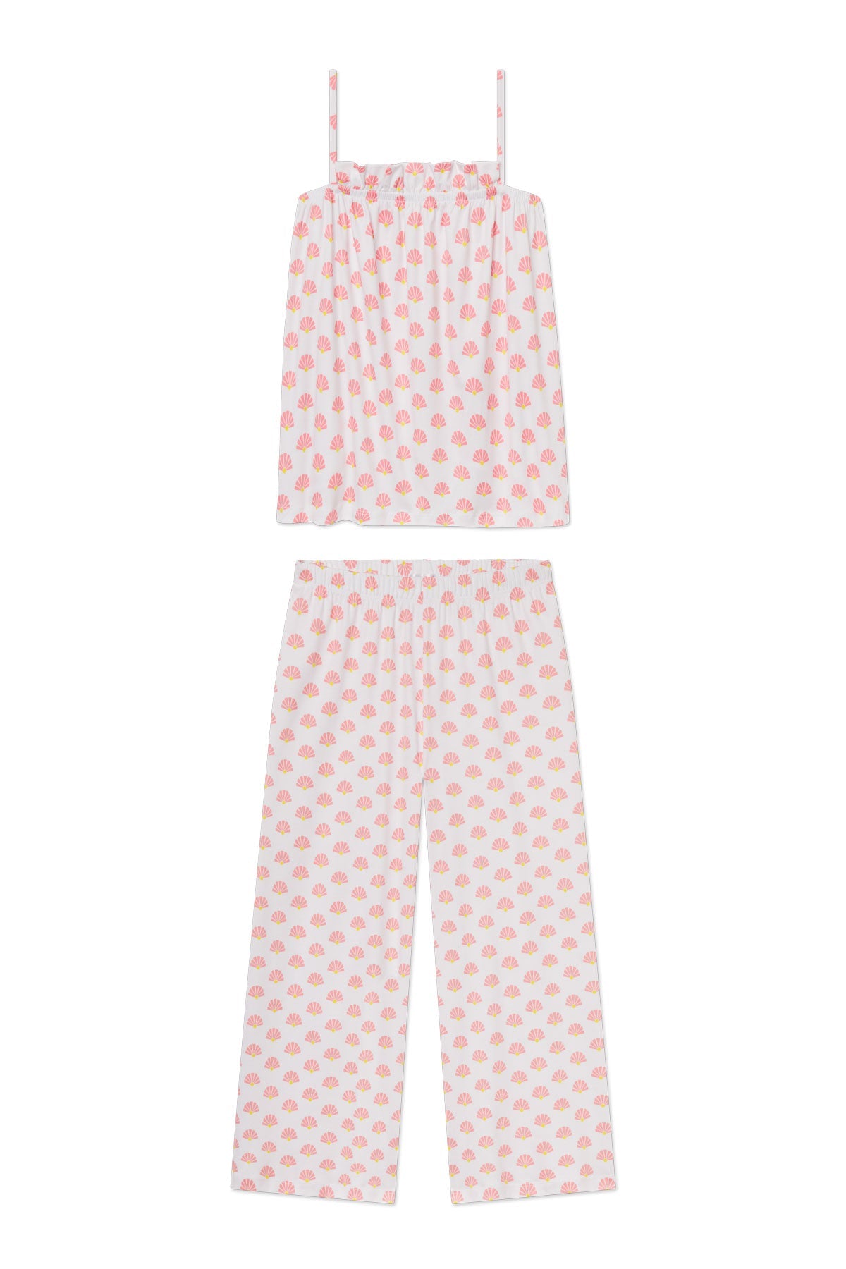 Pima Ruffle Pants Set in Gelato Scallop Shell