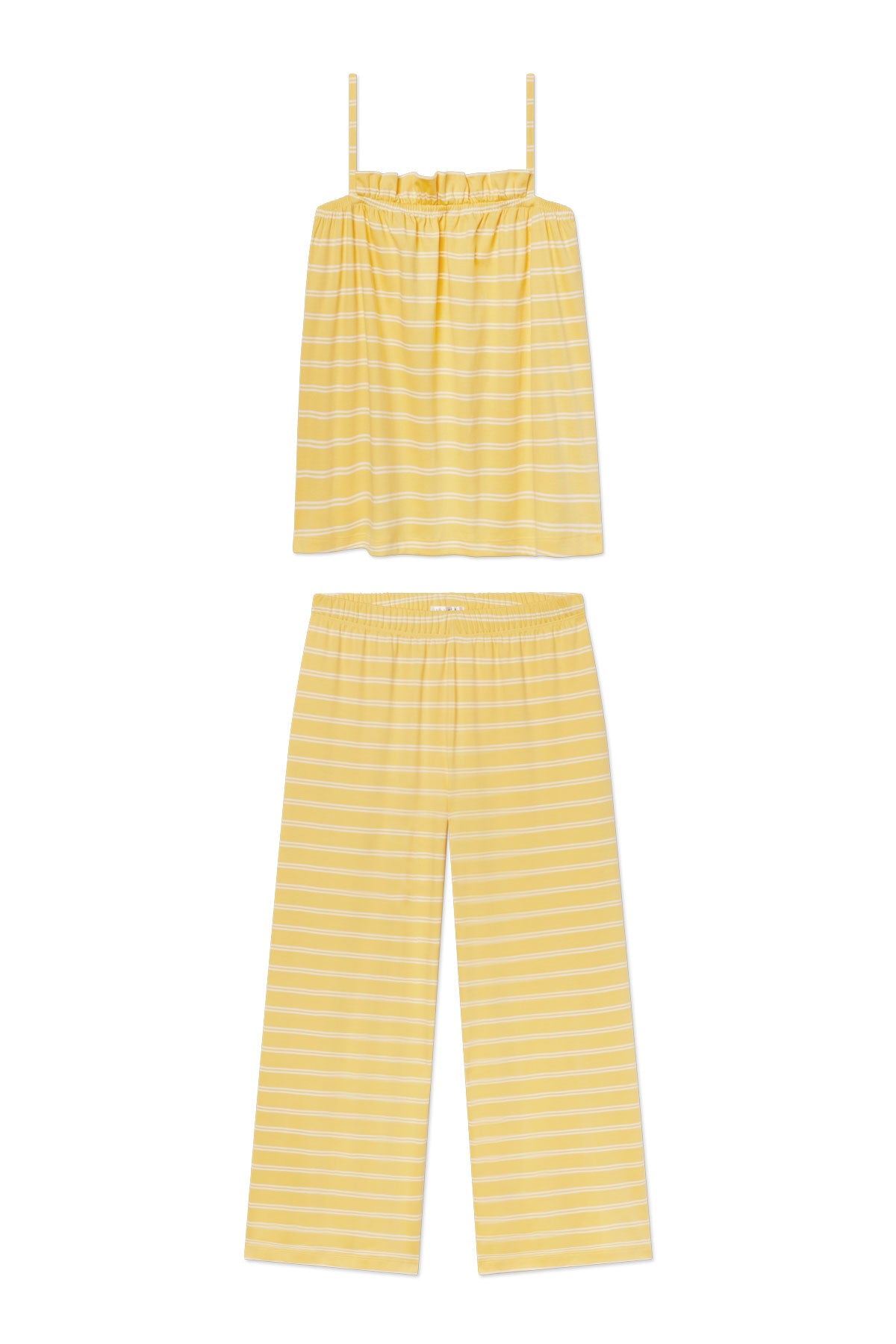 Pima Ruffle Pants Set in Zest Tidal Stripe