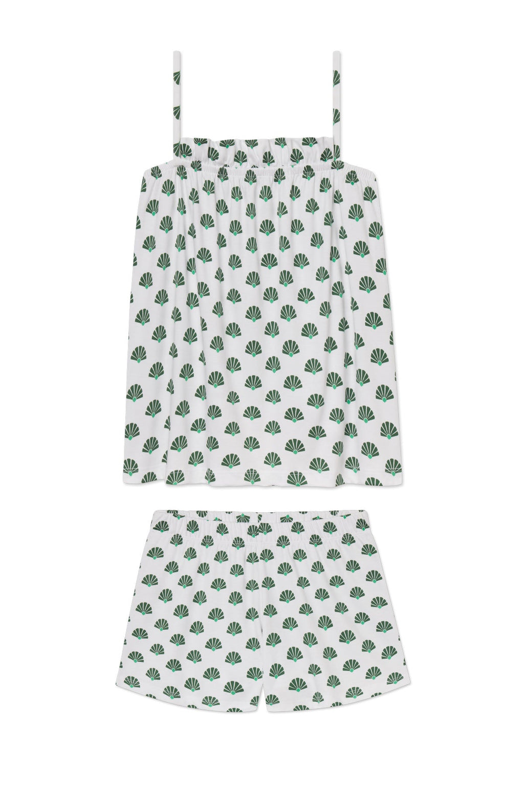 Pima Ruffle Shorts Set in Eden Scallop Shell