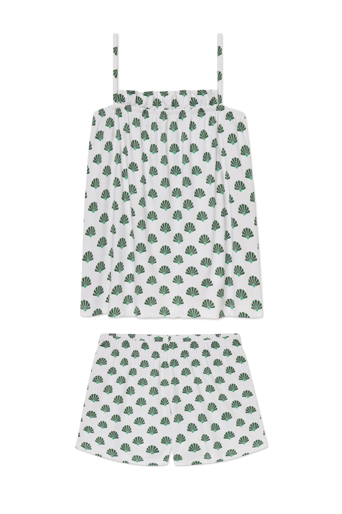 Pima Ruffle Shorts Set in Eden Scallop Shell