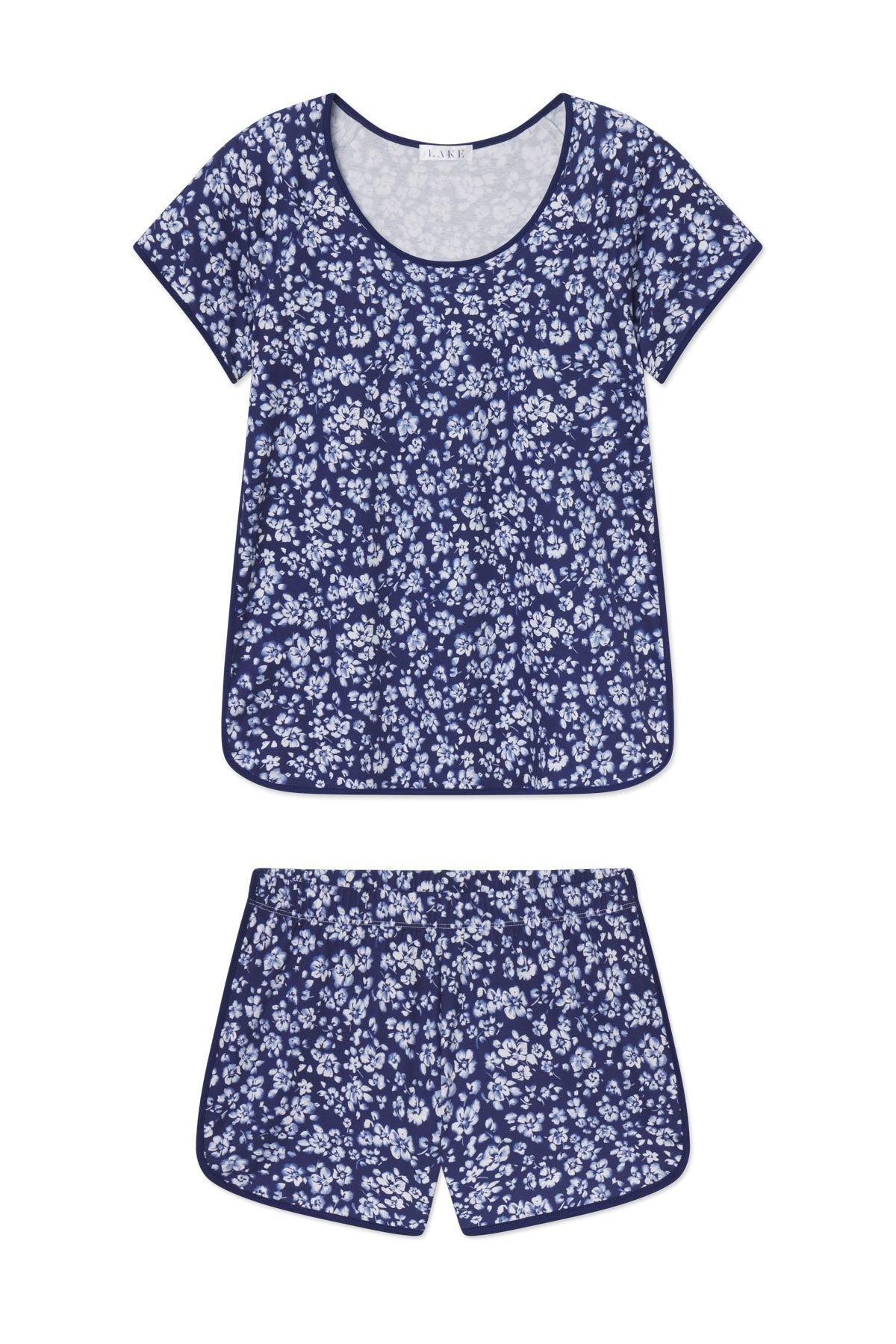 Pima Shorts Set in Blue Depths Anemones